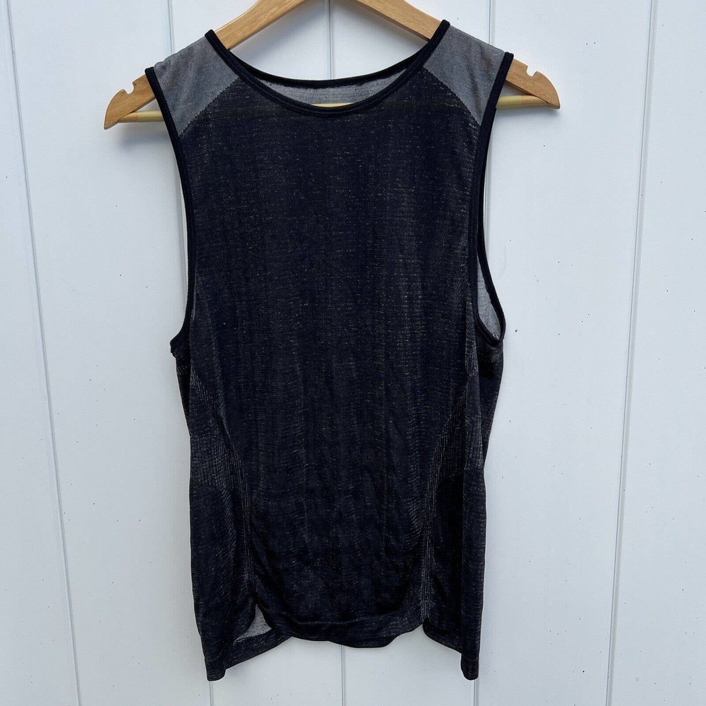 Athleta Women's Black Silver Sleeveless Crush Metallic Fitness Tank Top Small S